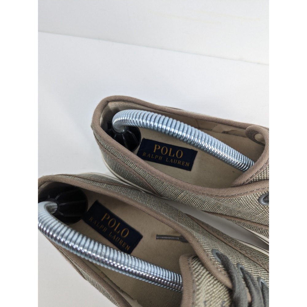 Polo Ralph Lauren Morray Tan Vintage Burlap Sneakers Men's Shoes Size 8.5 D - Picture 7 of 10